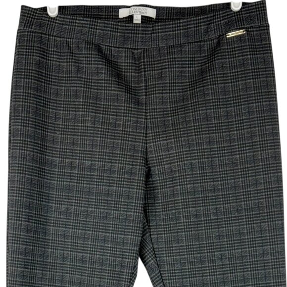 Ellen Tracy Women's Pull-on Stretch Mid Rise Skinny Plaid Black Pants Size L - Picture 3 of 10